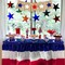 2 Pack Plastic Patriotic Table Skirts - 29in x 14ft 4th of July Table Skirt for Veterans Day Memorial Day Independence Day Decoration, Red White Blue (Red)